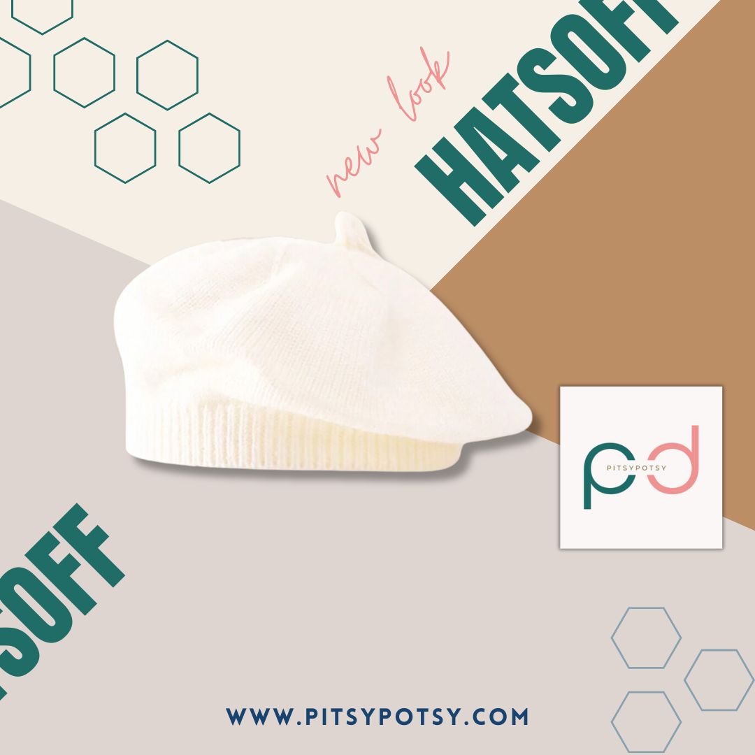 Knitted Beret with Pom Pom