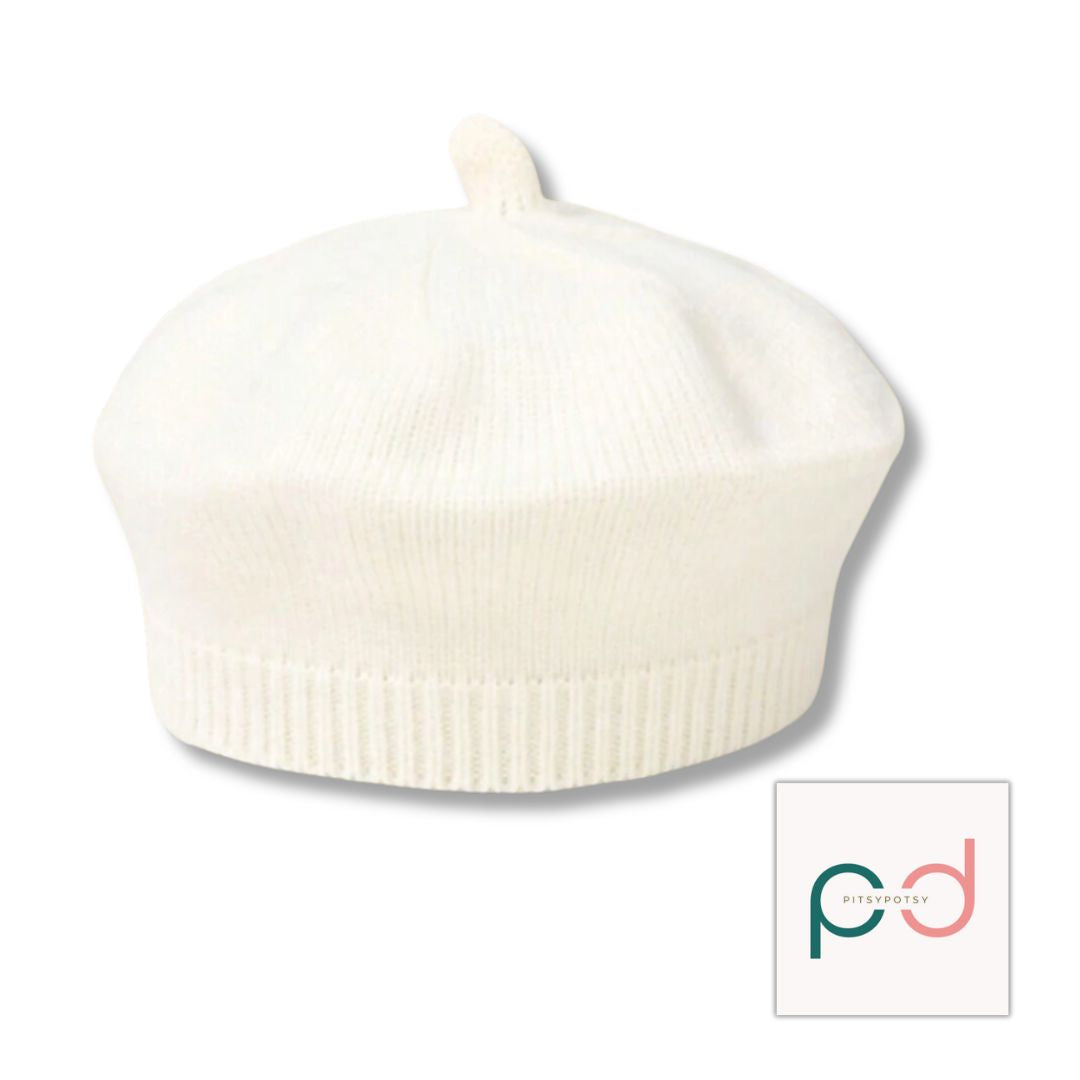 Knitted Beret with Pom Pom