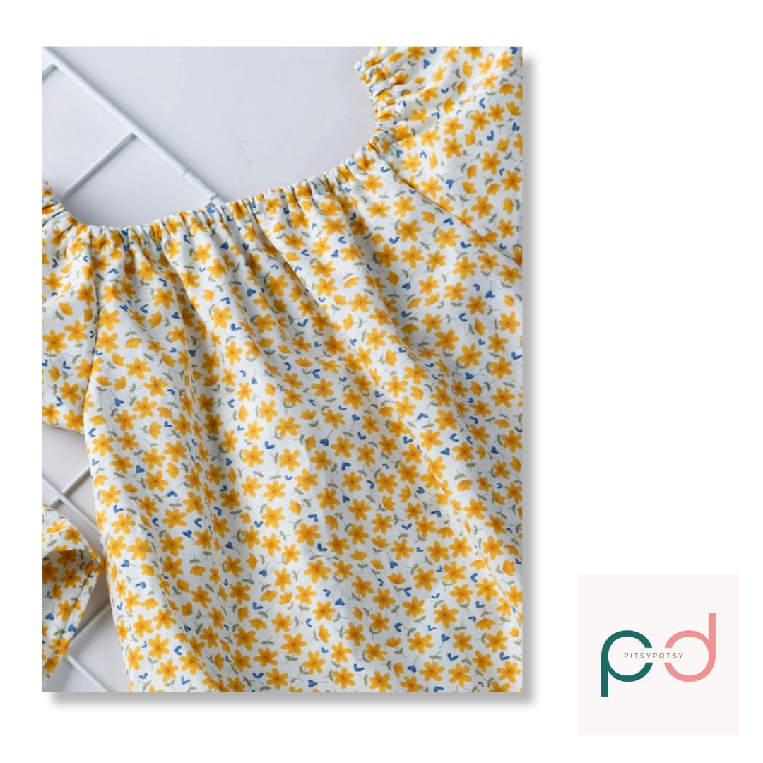 Ditsy Floral Yellow Summer Bodysuit and Matching Headband