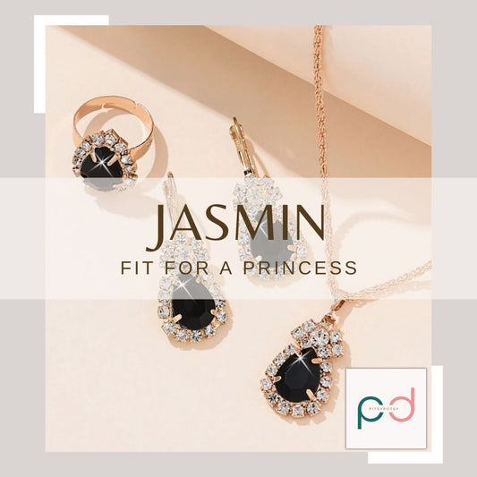 Jasmin : Elegant 4 piece Crystal Jewellery Set (Drop Design with Rhinestone Details)